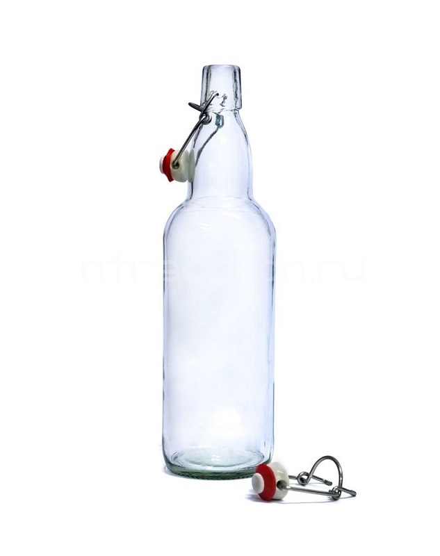 Прозрачная бутылка с бугельной пробкой 1 л.