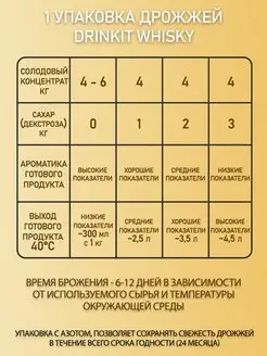 Турбо-дрожжи для виски, спиртовые DRINKIT WHISKY 72гр.